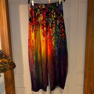 YITEMEI Multicolor Abstract Print Elastic Waist Pants